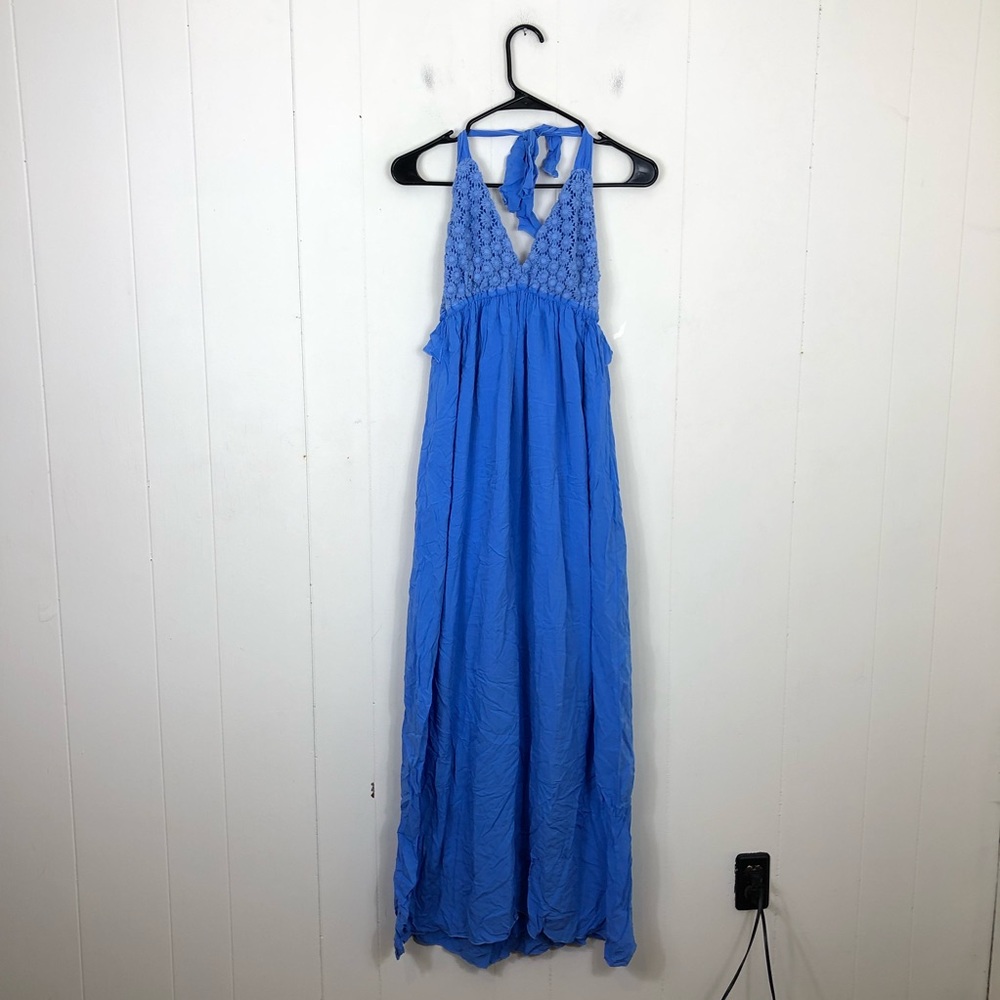 Regalinas Flower Crochet‎ Halter Maxi Dress Sz XS
